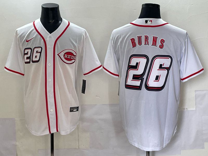 Men 2025 Cincinnati Reds #26 Burns White Nike MLB Jersey style 06->buffalo bills->NFL Jersey